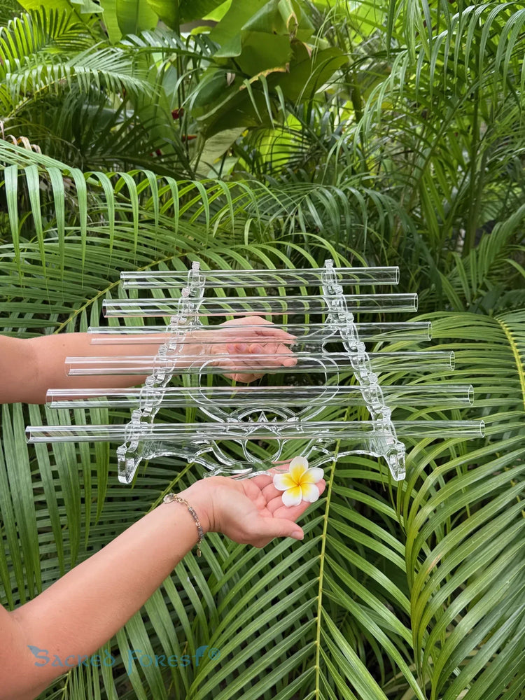 Sacred Forest Crystal Harp used for guided meditation session