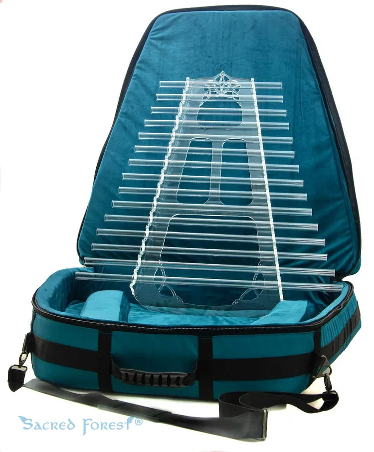 
                    
                      Crystal Harp Planetary C with protective teal velvet backpack
                    
                  